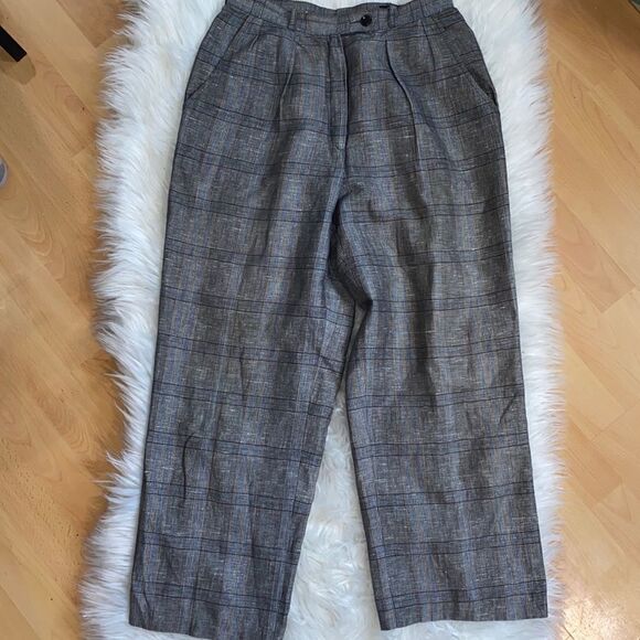 Giorgio Sant’Angelo Pants - Giorgio Sant’Angelo Linen Plaid Ankle Pants size 6